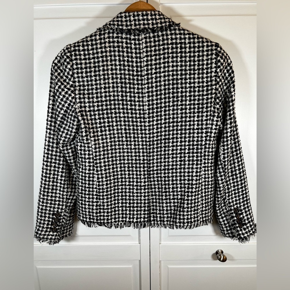 Ann Taylor Women's Size 0 Single Button Black White Houndstooth Blazer - Picture 6 of 6